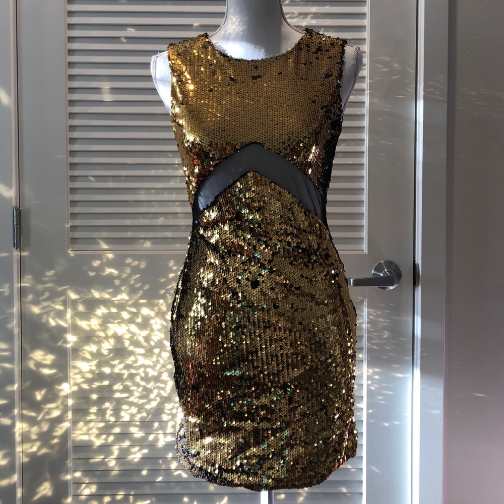 New Gold sequined mini dress